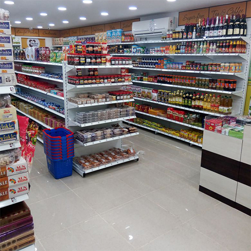 Heavy-duty multi-tier supermarket display racks engineered by Divakaran