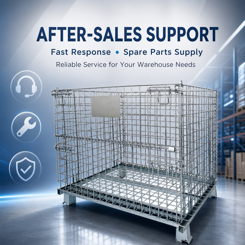 Galvanized Wire Mesh Container Foldable Metal Rolling Storage Cage For Warehouse