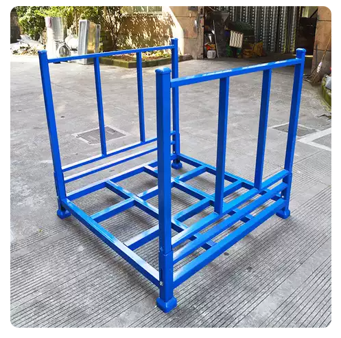 Mracking Custom Heavy-Duty Powder Coating Steel Foldable Metal Warehouse Stacking Rack Stackable Foldable Steel Pallets Storage