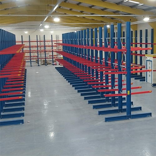 Modular design cantilever racking system for long pipe and steel bar storage