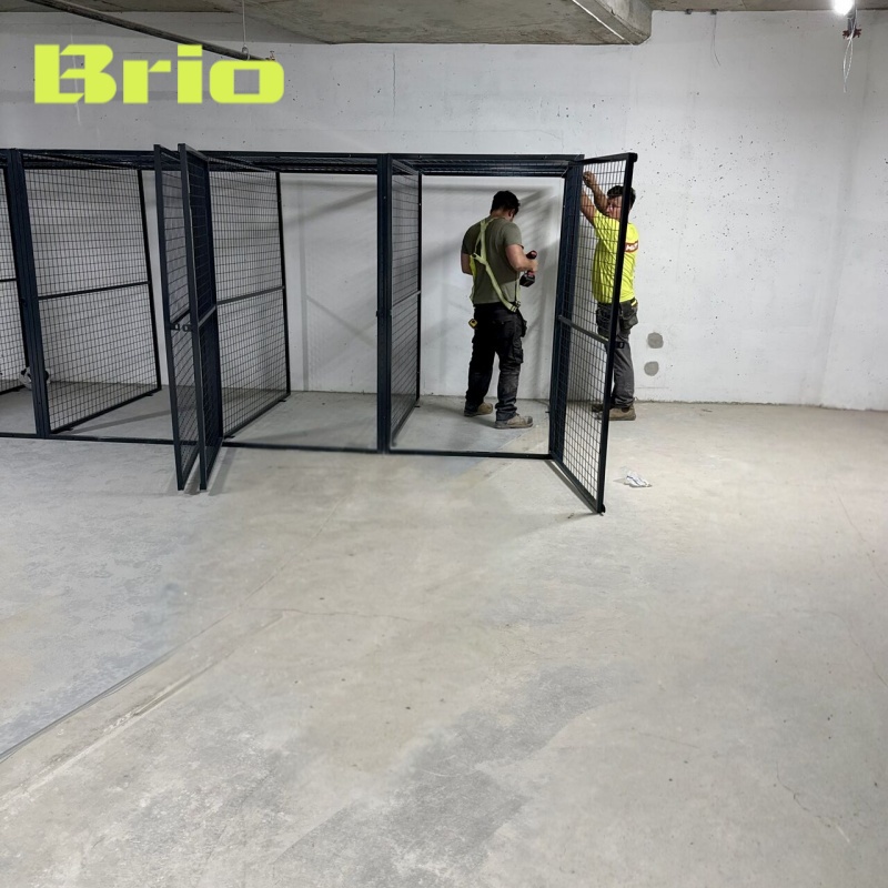 BRIO Secure Traditional Floor-Mounted Steel Apartment Storage Mesh Locker with Powder Coated RAL7016 Finish Customizable Size