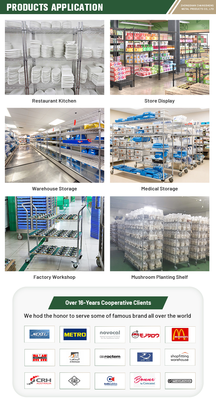 Adjustable NSF Approval Chrome Metal Metro Wire Shelving Units Applications