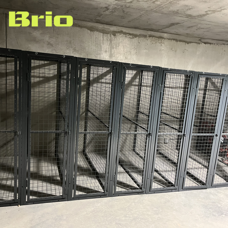 BRIO Secure Traditional Floor-Mounted Steel Apartment Storage Mesh Locker with Powder Coated RAL7016 Finish Customizable Size