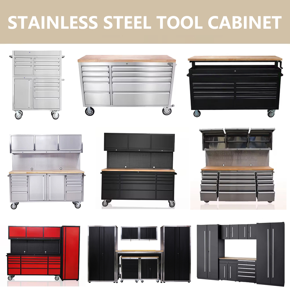 Heavy Duty Workshop 430 Stainless Steel Tool Cabinet Chest Garage Anti-Deformation Fireproof Workbench with Storage Drawer