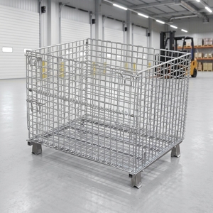Foldable Rigid Galvanized Stackable Wire Mesh Storage Container