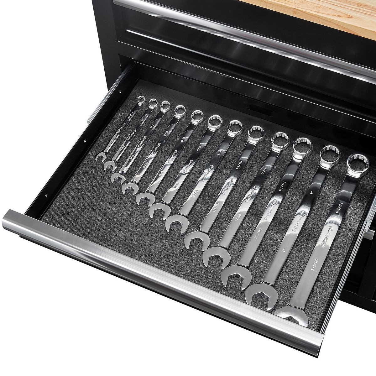 Heavy Duty 46 In. 9-Drawer Trolley Cabinets ,garage Workbench with Solid Wood Top,rolling Tool Box