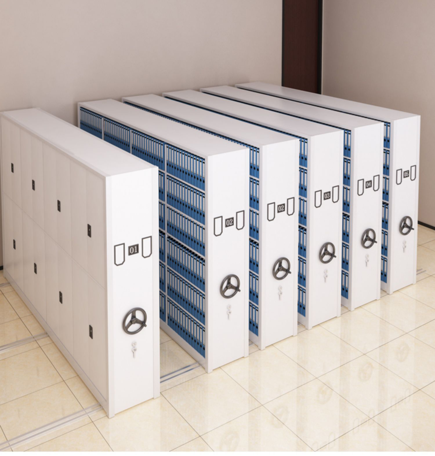 Guangzhou Wholesale Price Metal Manual Mobile Cabinet Smart Electric Voice Control Five-tier Mobile Shelving