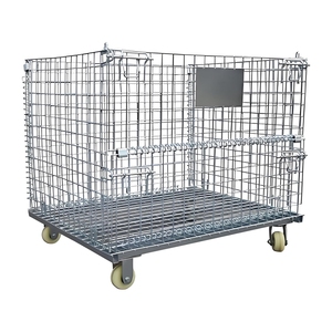 Foldable Galvanized Wire Mesh Rolling Storage Cage