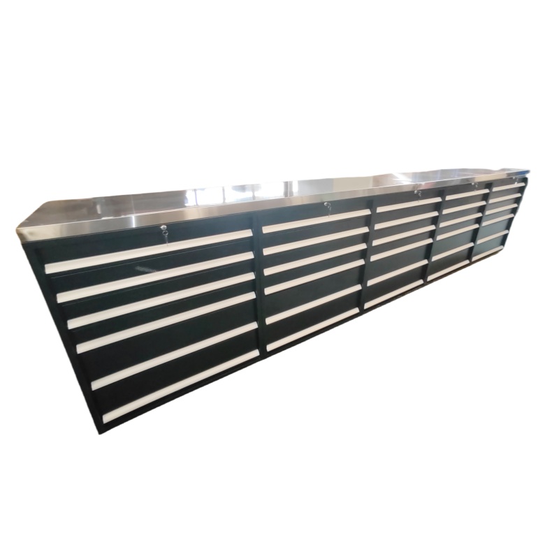 Industrial Steel Cabinet 30 Drawers Stainless Steel Top Modular Stackable Storage Garage Shelves Tool Trolley Low MOQ Customized