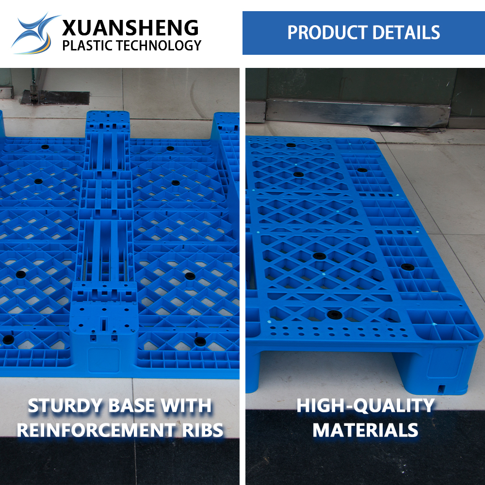 NEXARA Heavy Duty Steel Reinforced Plastic Stacking Pallet 1200mm*1000mm*150mm 3 Legs 4-Way Entry for Industrial Storage