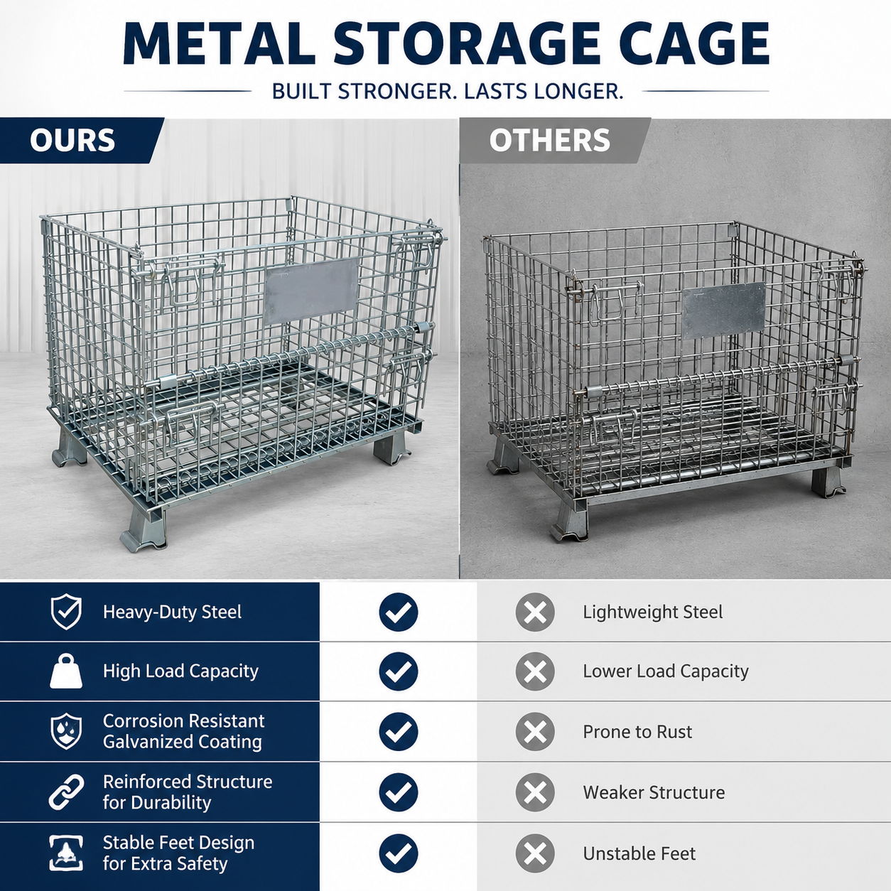 Customized Stackable Folding Wire Mesh Container Storage Bin Wire Cage For Warehouse Management
