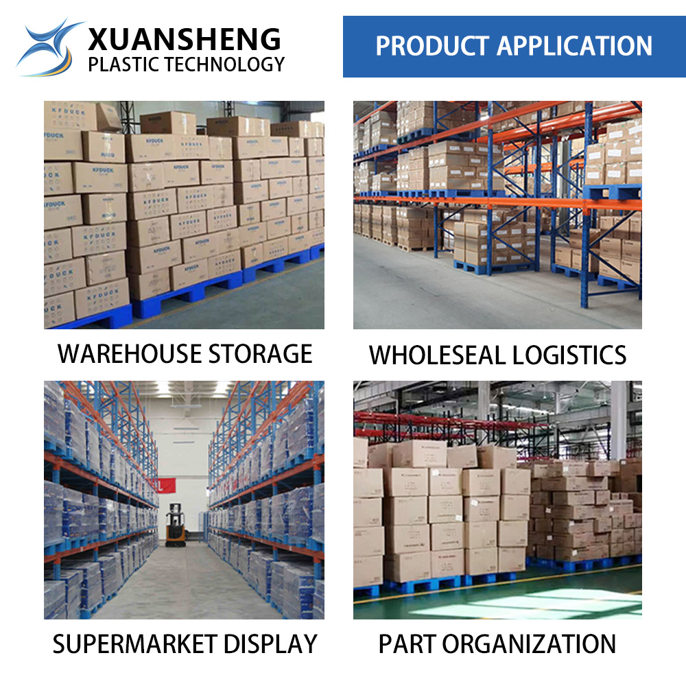 NEXARA Heavy Duty Steel Reinforced Plastic Stacking Pallet 1200mm*1000mm*150mm 3 Legs 4-Way Entry for Industrial Storage