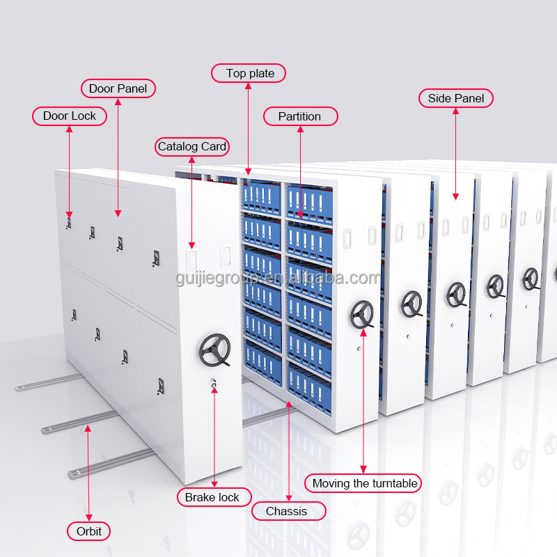 Removable Mobile Filing Cabinet Steel Dense Rack Shelving Storage System for School and Hospital Use Durable Modular Design