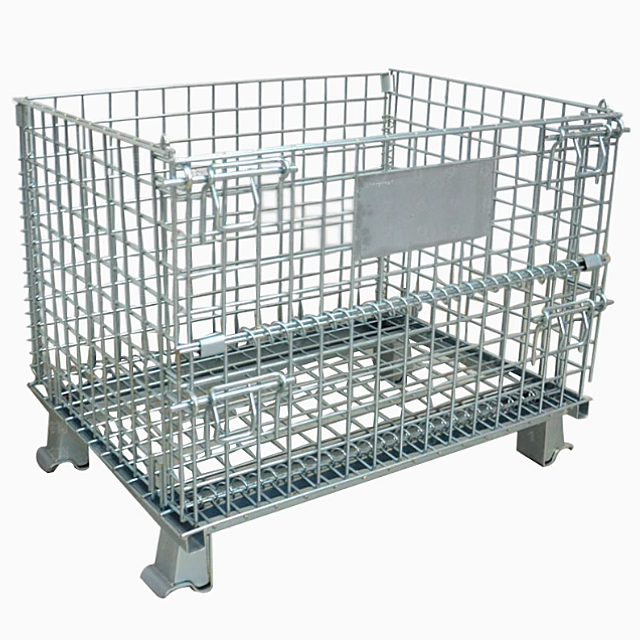 Customized Stackable Folding Wire Mesh Container Storage Bin Wire Cage For Warehouse Management