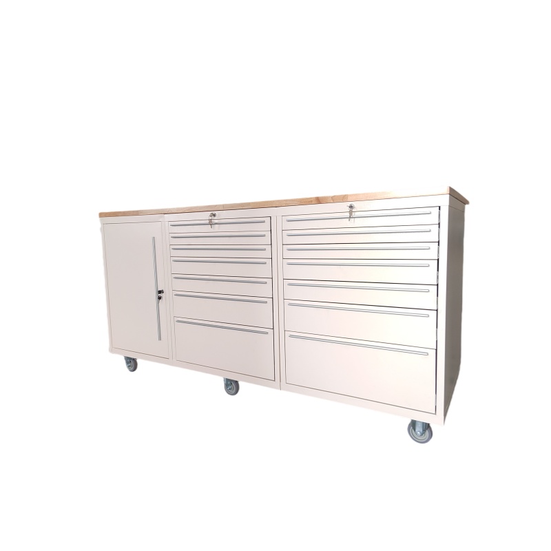Industrial Steel Cabinet 30 Drawers Stainless Steel Top Modular Stackable Storage Garage Shelves Tool Trolley Low MOQ Customized