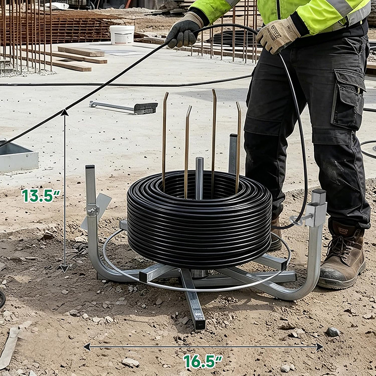 JH-Mech Foldable Wire Spool Rack For Cable Coils &amp; Spools Fits 4.4-10" Diameter 120 Lbs Capacity Freestanding Cable Dispenser