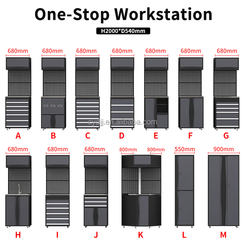 CYD Heavy-duty Garage Storage Combination Tool Cabinet Stainless Steel and Wood Countertop Workshop Metal Workbench/workstation