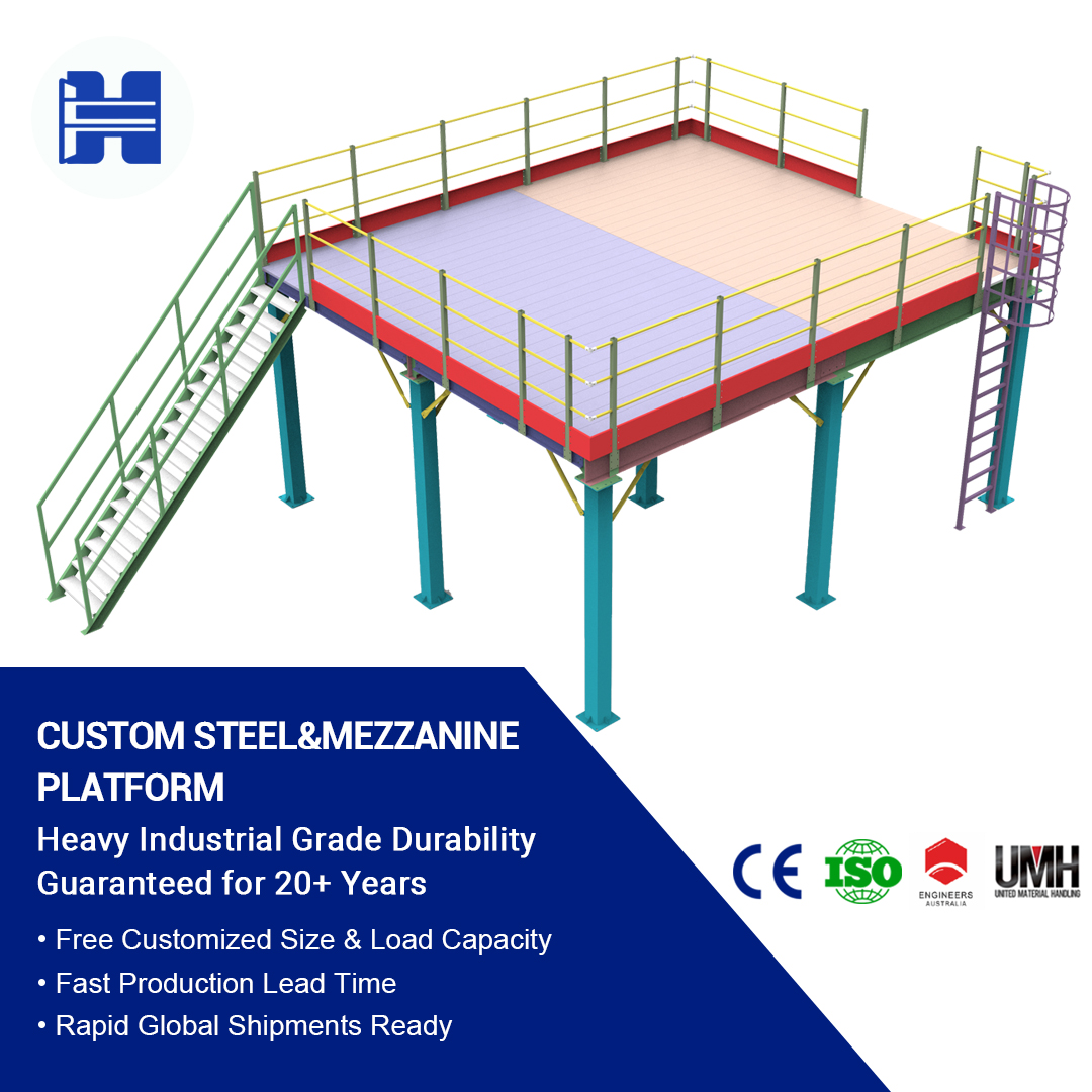 Wholesale Price Reliable Powder Coated Steel Industrial Mezzanine Floor For Factory Inventory Safety Load Tested