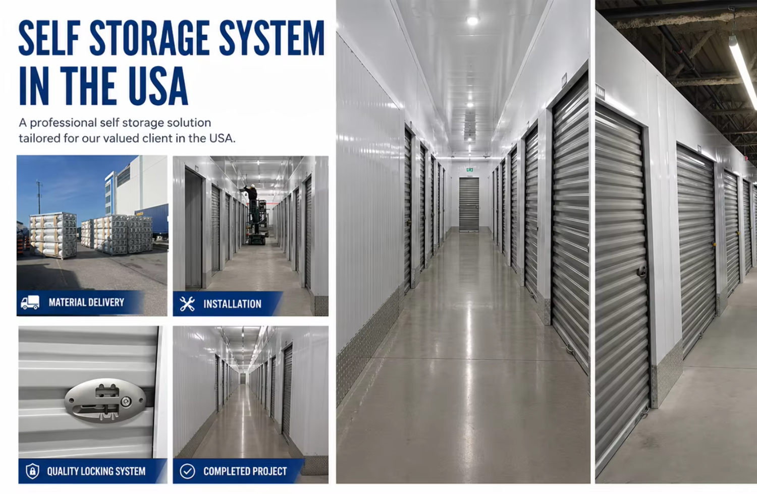 Indoor Self Storage Unit System Fast Install Modular Roll up Door Steel Partition Custom Size OEM ODM