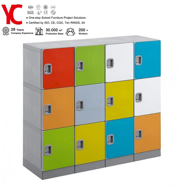 High Quality Durable Plastic 12-Door Metal Frame Modern School Storage Locker Cabinet Latticed Mesh Doors Classroom Home Office