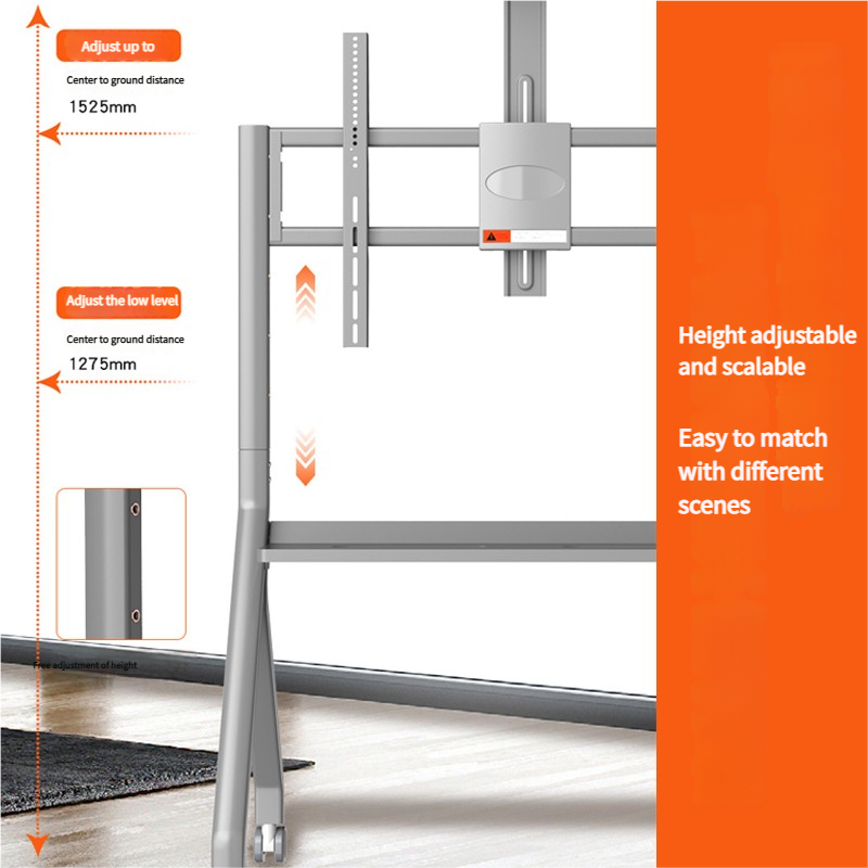 Electric Rolling Mobile Led Tv Stand Floor Motorized Standing Bracket Trolley Holder Rack Tv Mounts Carts with Wheels