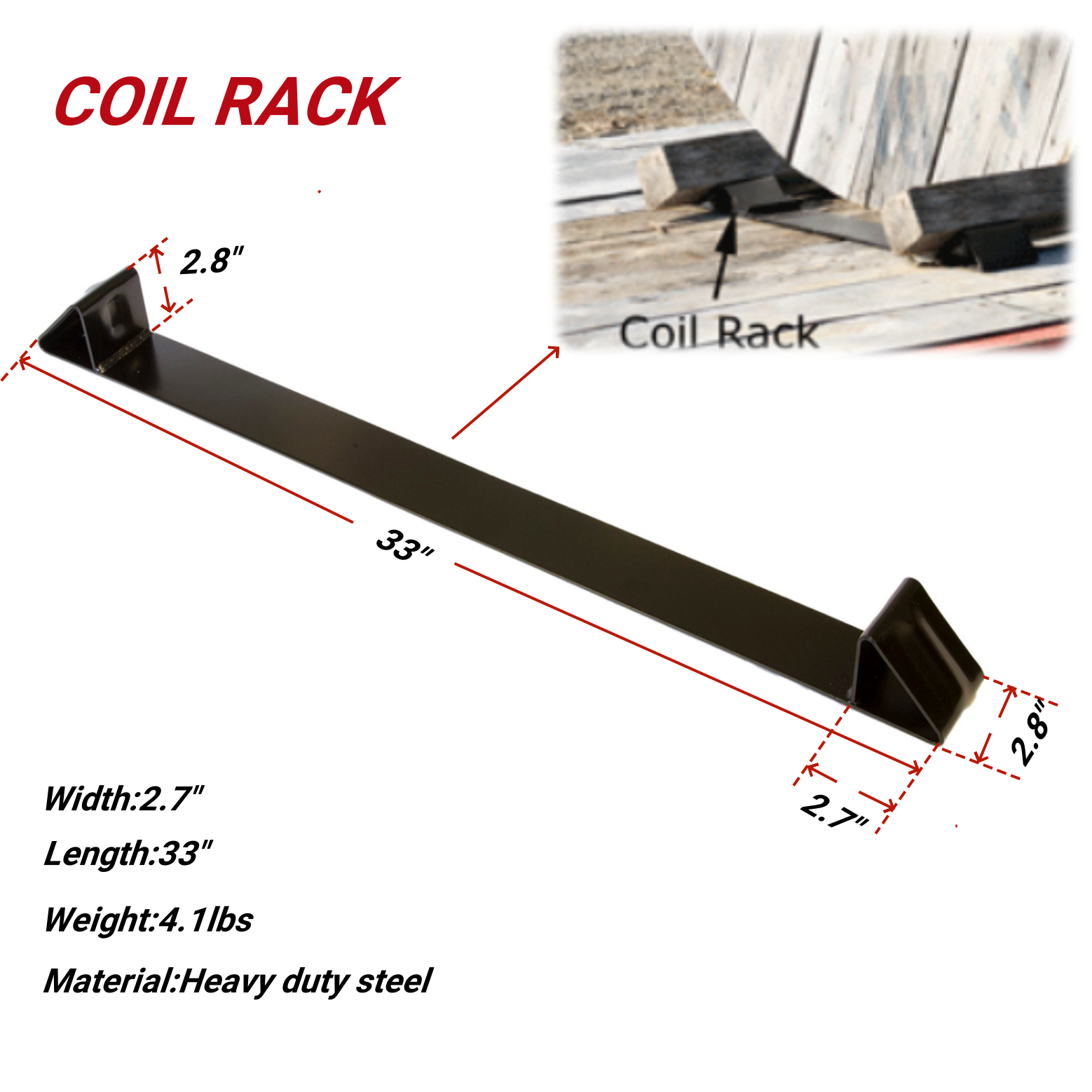 33 Inch Light Duty Steel Flatbed Coil Rack Wholesale Truck Accessories