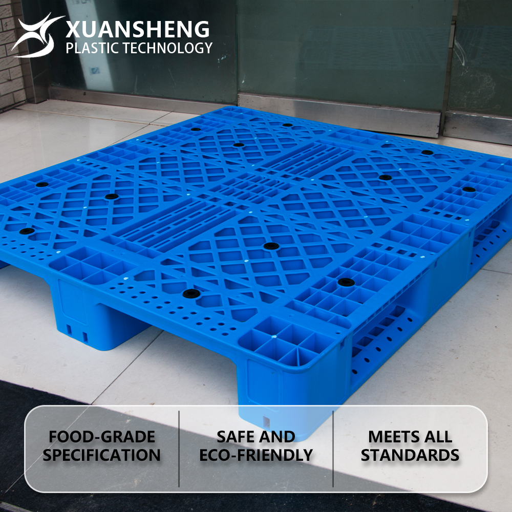 NEXARA Heavy Duty Steel Reinforced Plastic Stacking Pallet 1200mm*1000mm*150mm 3 Legs 4-Way Entry for Industrial Storage